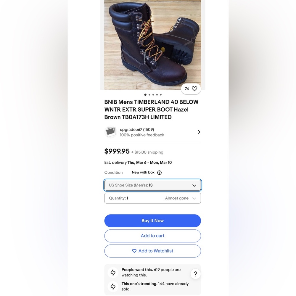 Men’s Timberland super boot (hazel highway) size 13 worn twice - Picture 9 of 9